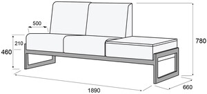 Диван 2-х местный, со столиком, правый, Сигма Люкс