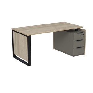 Стол рабочий на опорной угловой тумбе, с ящиками, с код замком