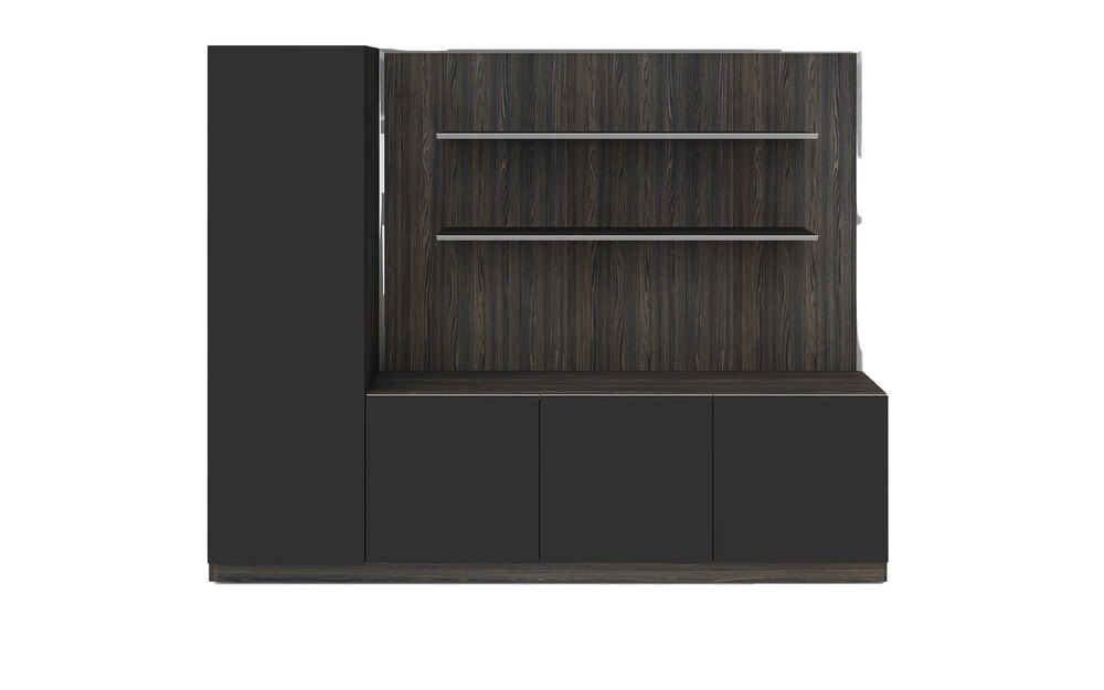 Шкаф с открытыми полками и гардеробом