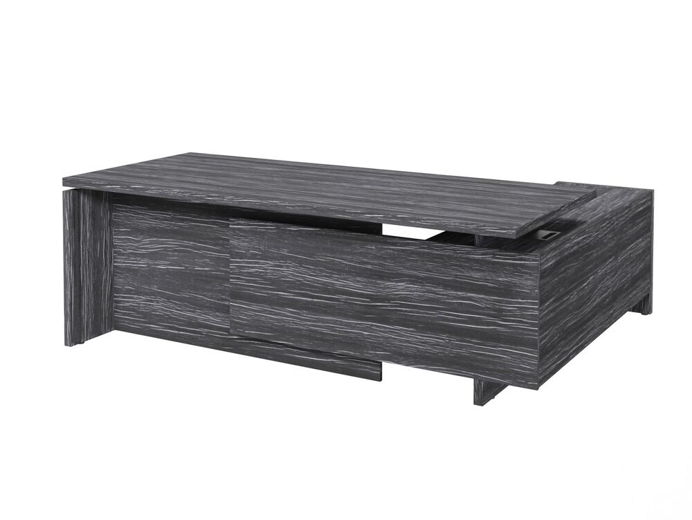 Стол руководителя с опорной тумбой (левый) (Фурнитура черная)