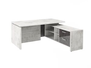 Стол руководителя с опорной тумбой (правый) (Фурнитура INOX)