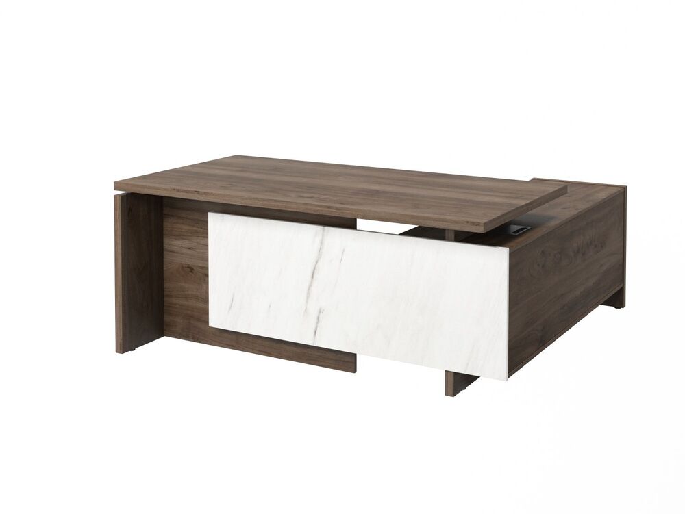 Стол руководителя с опорной тумбой (левый) (Фурнитура INOX)