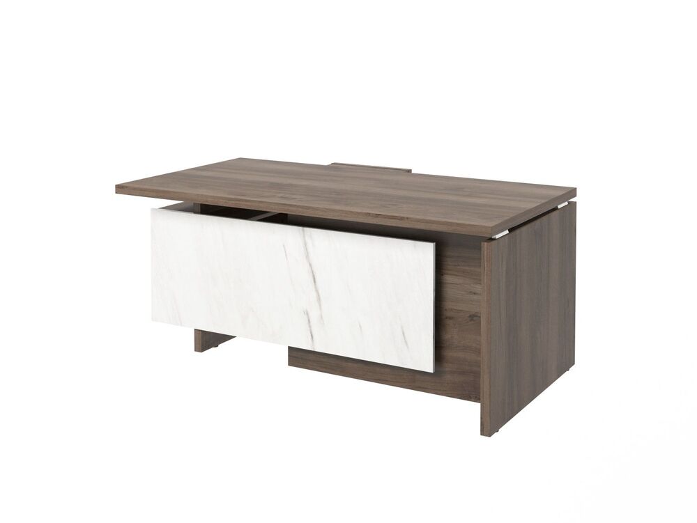 Стол руководителя с опорной тумбой (правый) (Фурнитура INOX)