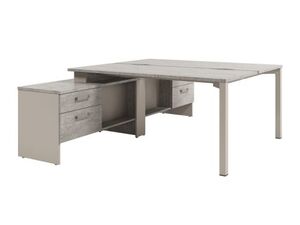 Стол-тандем на металлокаркасе с опорной тумбой