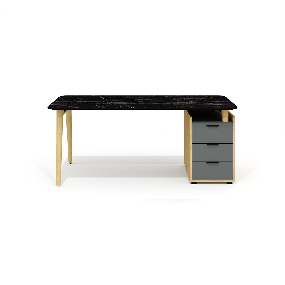 Стол рабочий прямой с опорной тумбой