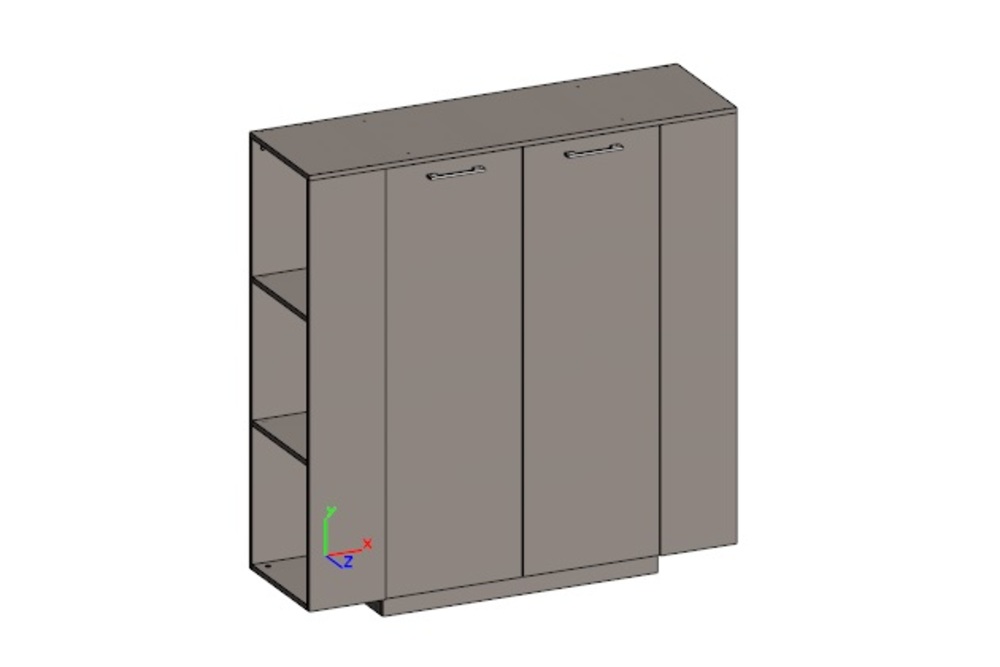 Шкаф средний универсальный с боковыми стеллажами (двери ЛДСП)