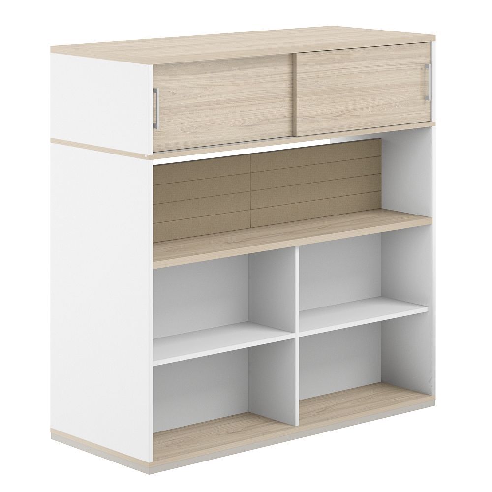 Стеллаж-комбо 2-стор. 1438 с антресолью, с экраном тканевым низким