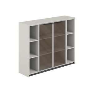 Шкаф средний с дверьми со стеклом в алюминиевой раме с 2-мя стеллажами