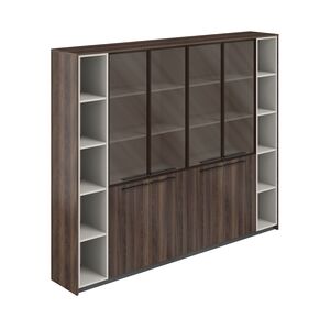 Шкаф высокий комбинированный со стеклом (2 шт) и 2-мя стеллажами