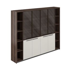 Шкаф высокий комбинированный со стеклом (2 шт) и 2-мя стеллажами