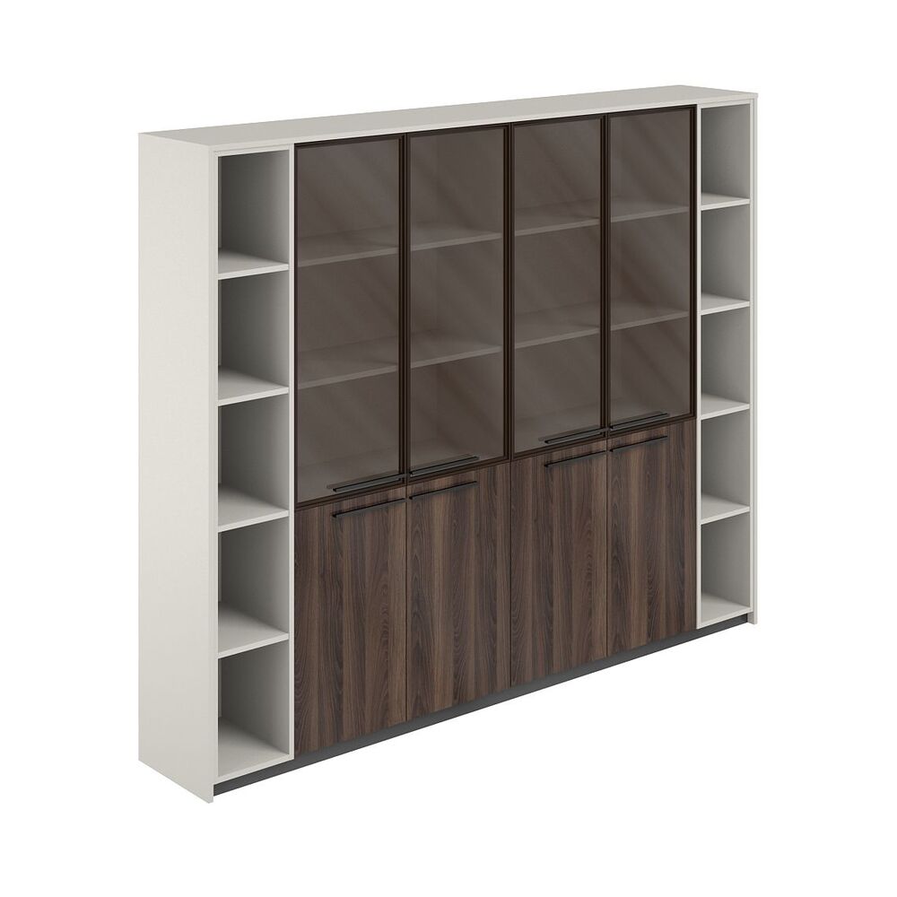 Шкаф высокий комбинированный со стеклом (2 шт) и 2-мя стеллажами