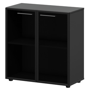 Шкаф низкий со стеклом в алюминиевой рамке