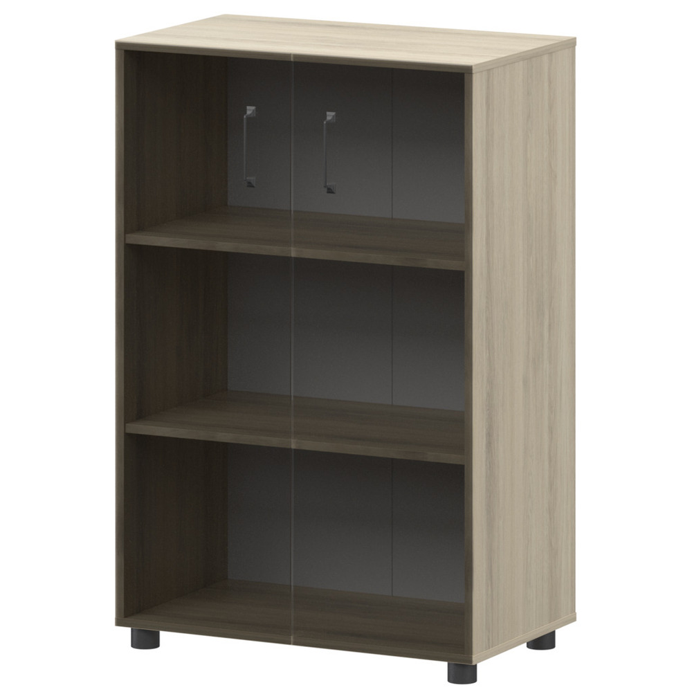 Стеллаж средний закрытый с стеклянными фасадами