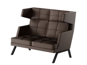 Диван двухместный высокий с декором из пуговиц