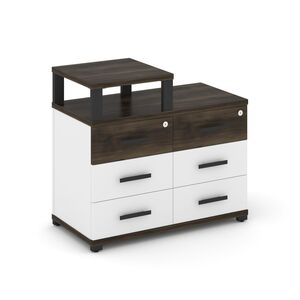 Тумба приставная широкая 6 ящиков с надставкой узкой