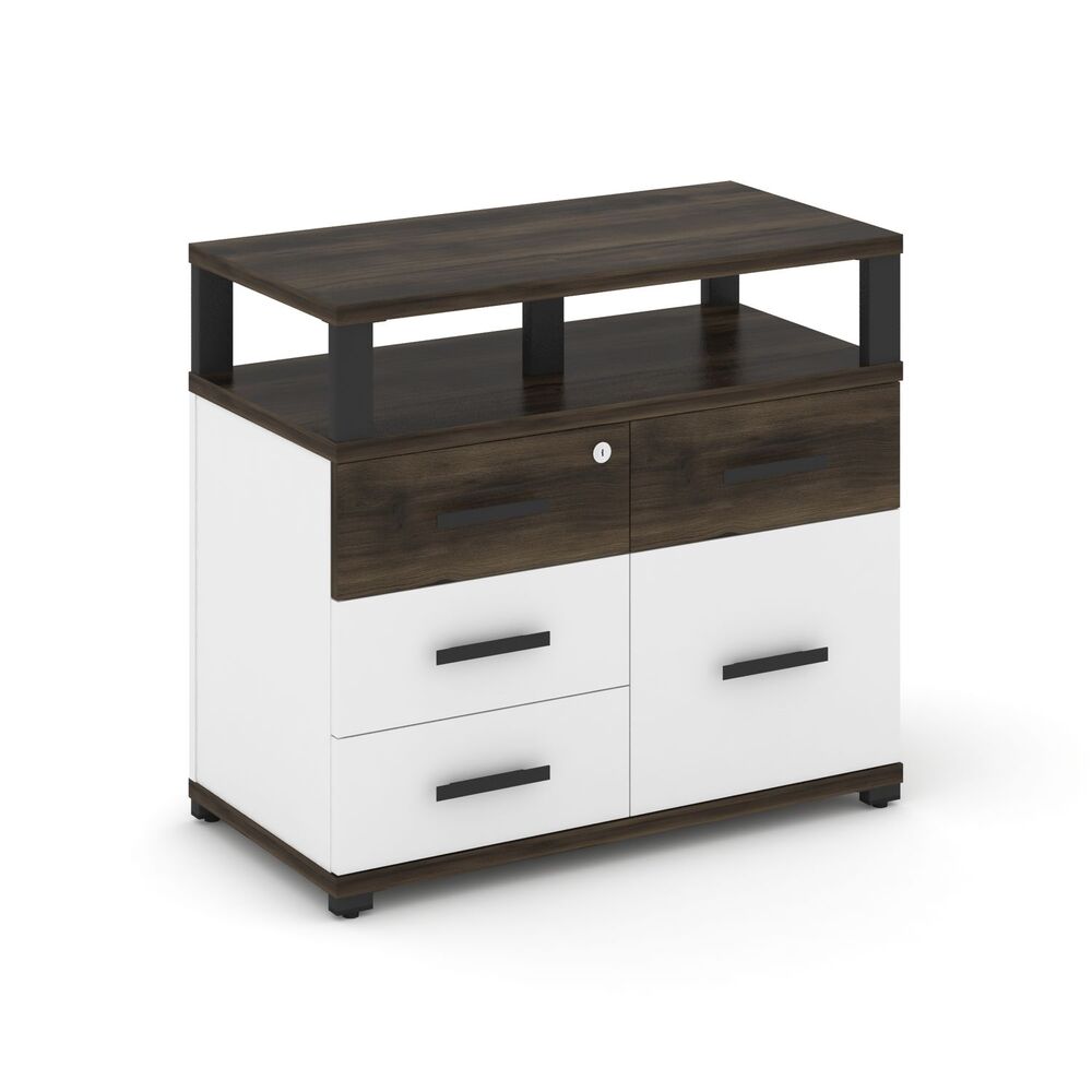 Тумба приставная широкая 4 ящика + 1 распашной фасад с надставкой широкой