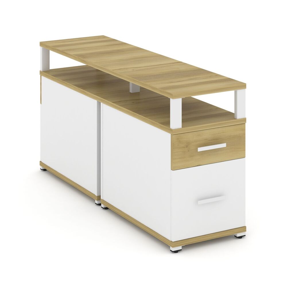 Тумба двухсторонняя приставная 1 ящик + 1 распашной фасад с надставкой