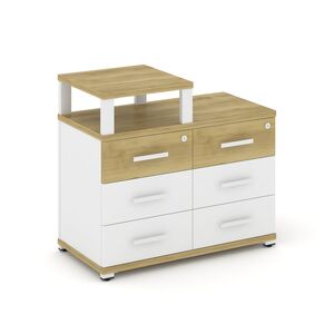 Тумба приставная широкая 6 ящиков с надставкой узкой