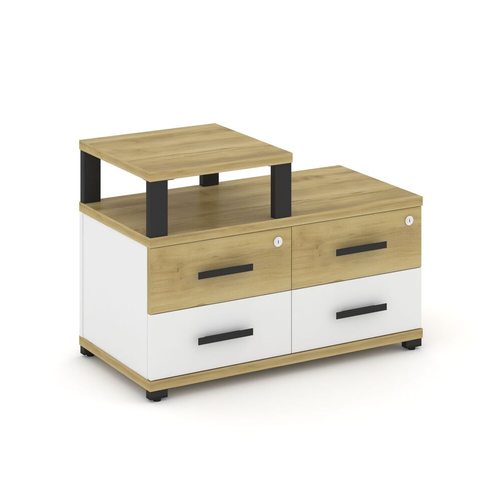 Тумба приставная широкая 4 ящика с надставкой узкой