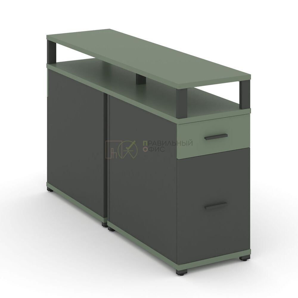 Тумба двухсторонняя опорная/приставная 1 ящик + 1 распашной фасад с надставкой