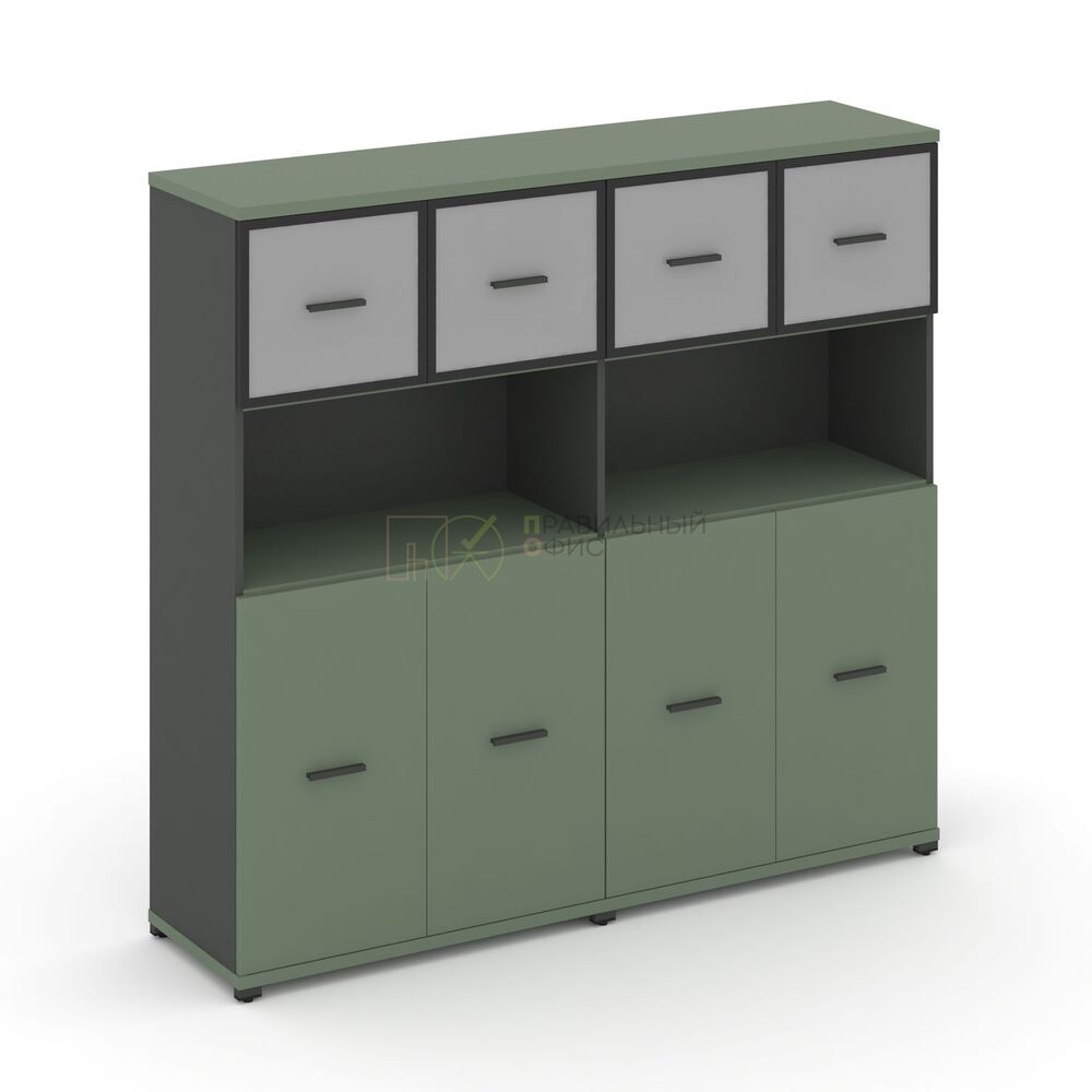 Шкаф две широкие секции, 4 ниши