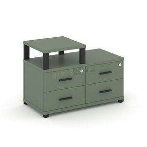 Тумба приставная широкая 4 ящика с надставкой узкой