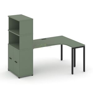 Стол эргономичный с опорным распашным шкафом с надставкой высокой правый