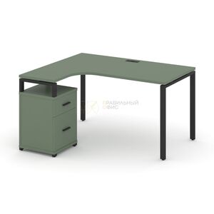 Стол эргономичный левый с опорной тумбой