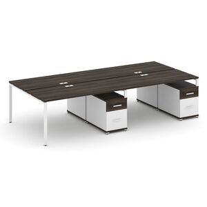 Рабочая станция на 4 места с двумя двухсторонними опорными тумбами