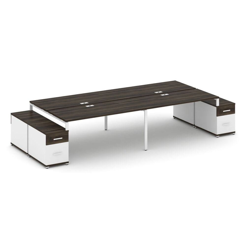 Рабочая станция на 4 места с двумя двухсторонними опорными тумбами