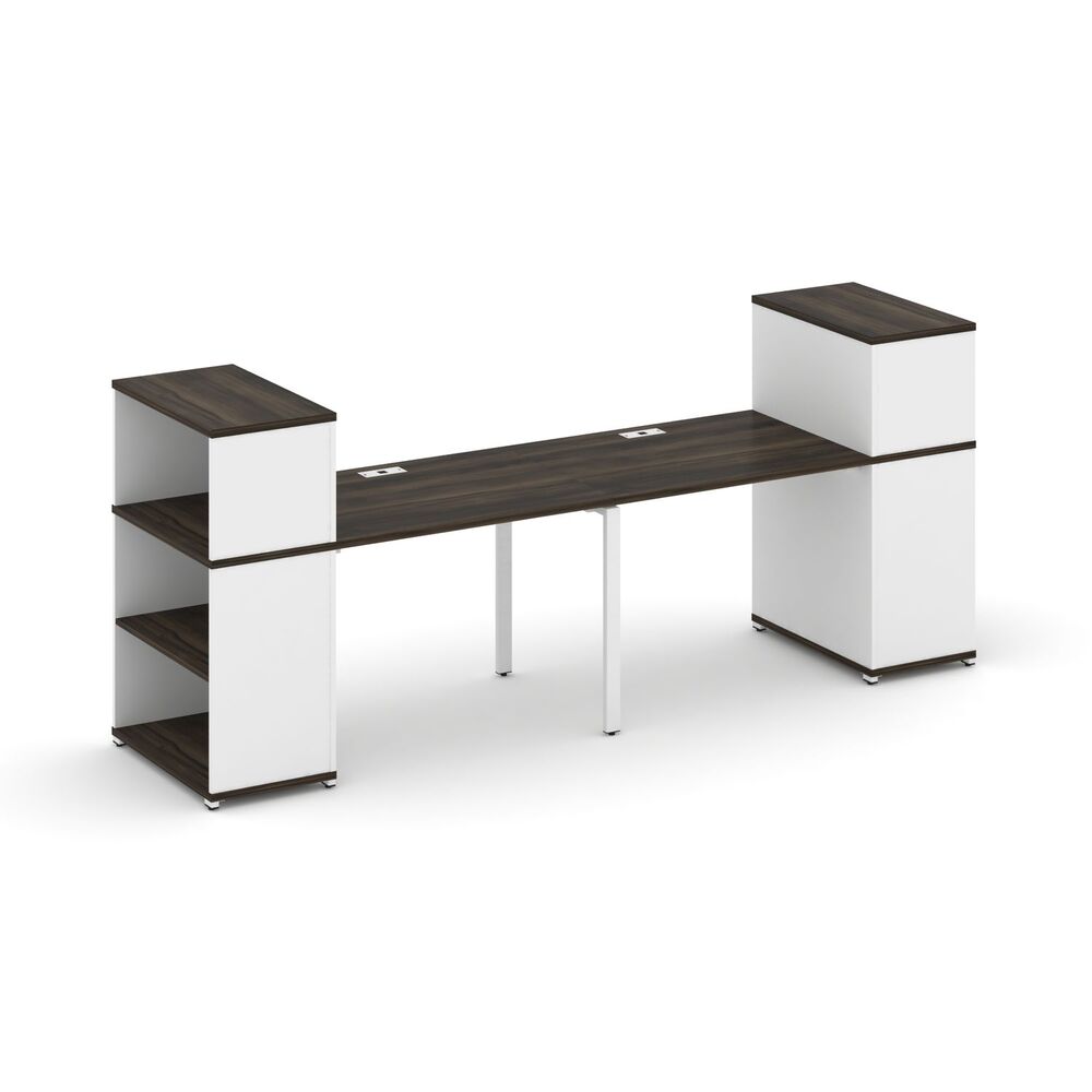 Рабочая станция с опорными стеллажами с надставкой низкой