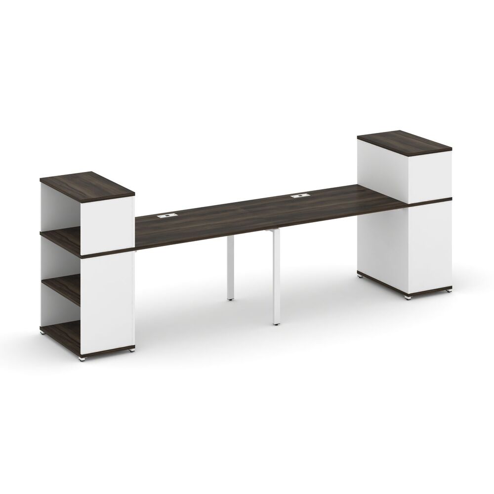 Рабочая станция с опорными стеллажами с надставкой низкой