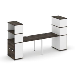 Рабочая станция с опорными распашными шкафами с надставкой высокой