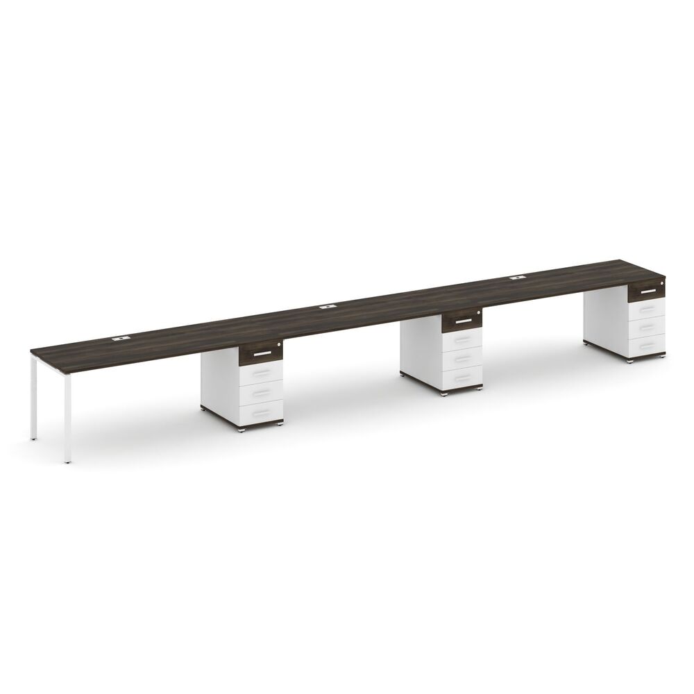 Рабочая станция на 3 места с тремя опорными тумбами