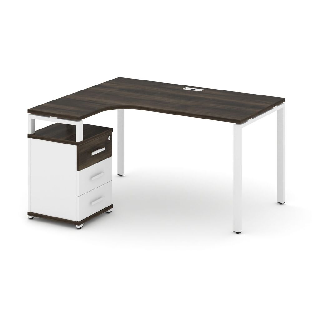 Стол эргономичный левый с опорной тумбой