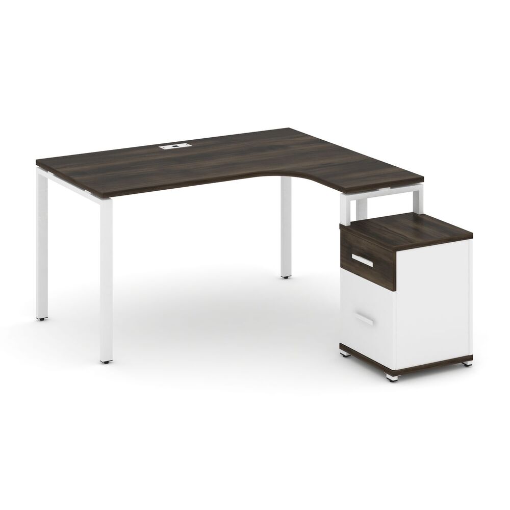 Стол эргономичный правый с опорной тумбой