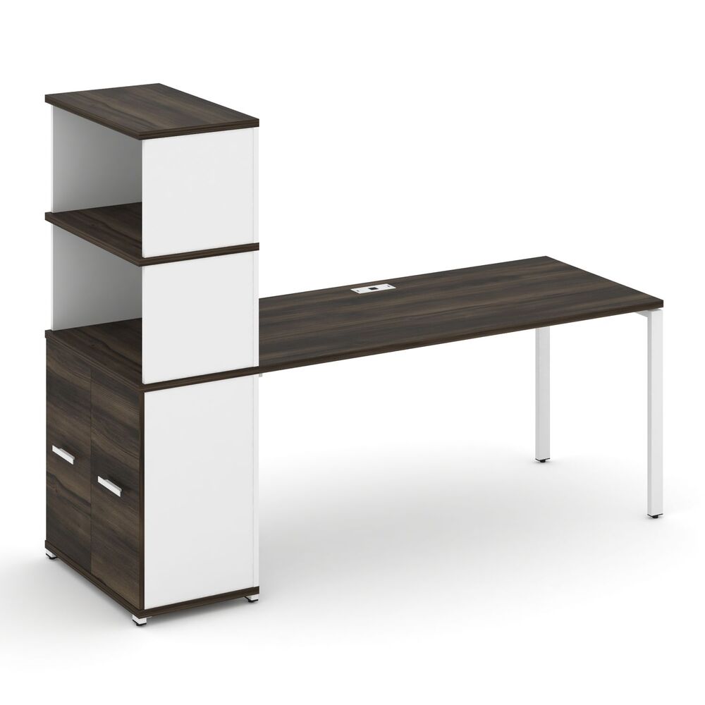 Стол рабочий с опорным распашным шкафом с надставкой высокой