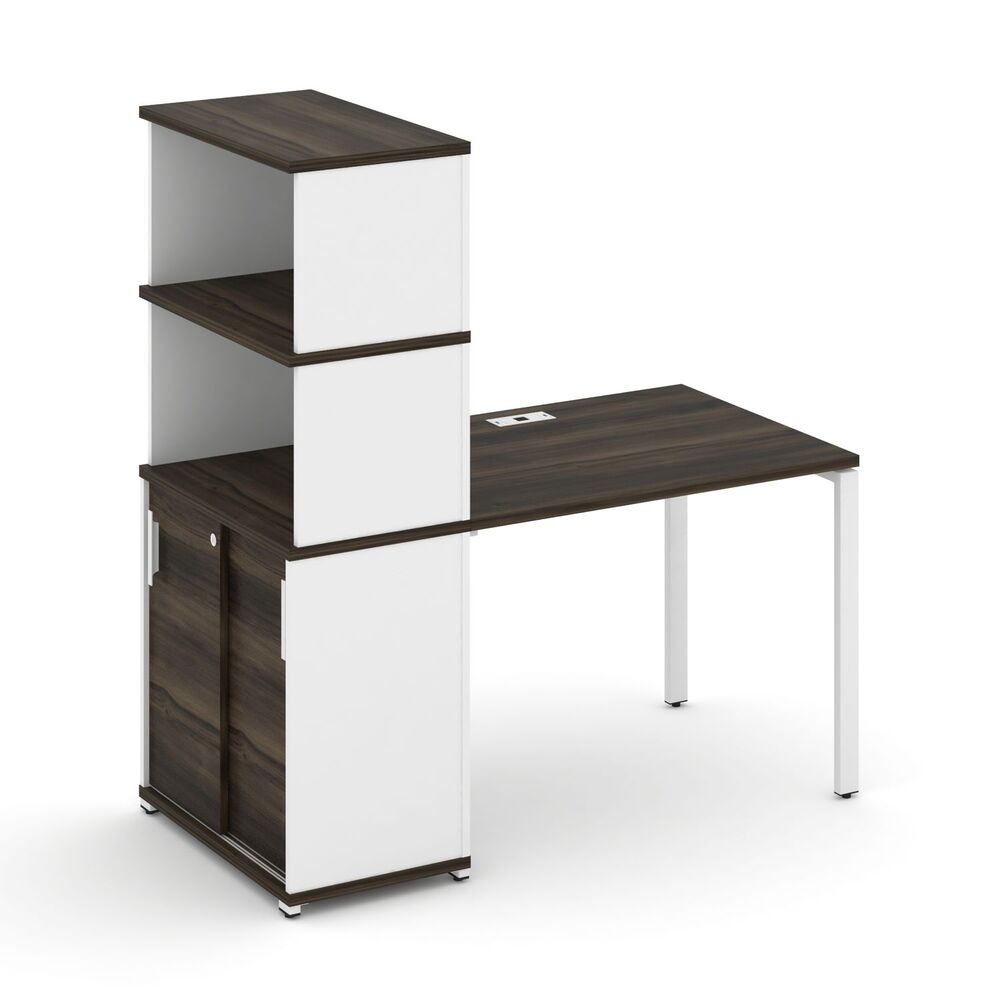 Стол рабочий с опорным шкафом купе с надставкой высокой