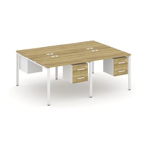 Рабочая станция двухсторонняя с подвесными тумбами на 4 места