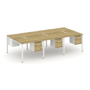 Рабочая станция двухсторонняя с подвесными тумбами на 6 мест