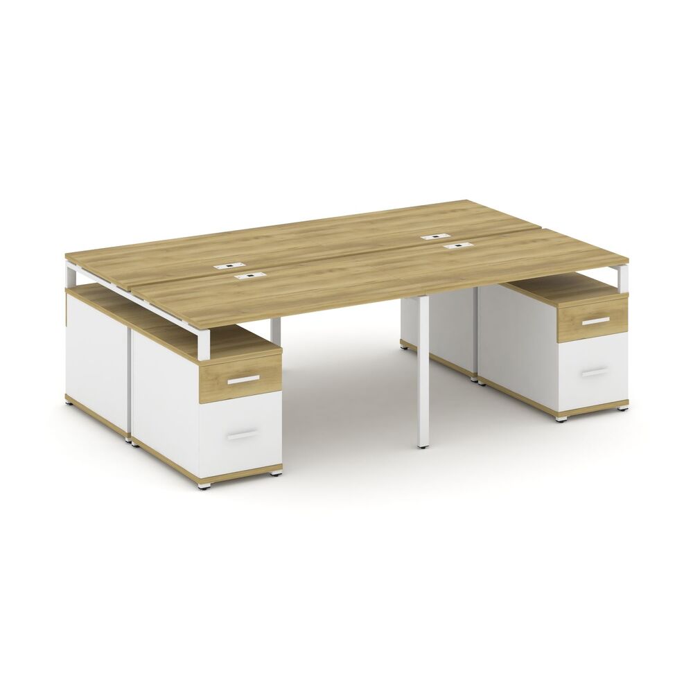 Рабочая станция на 4 места с двумя двухсторонними опорными тумбами