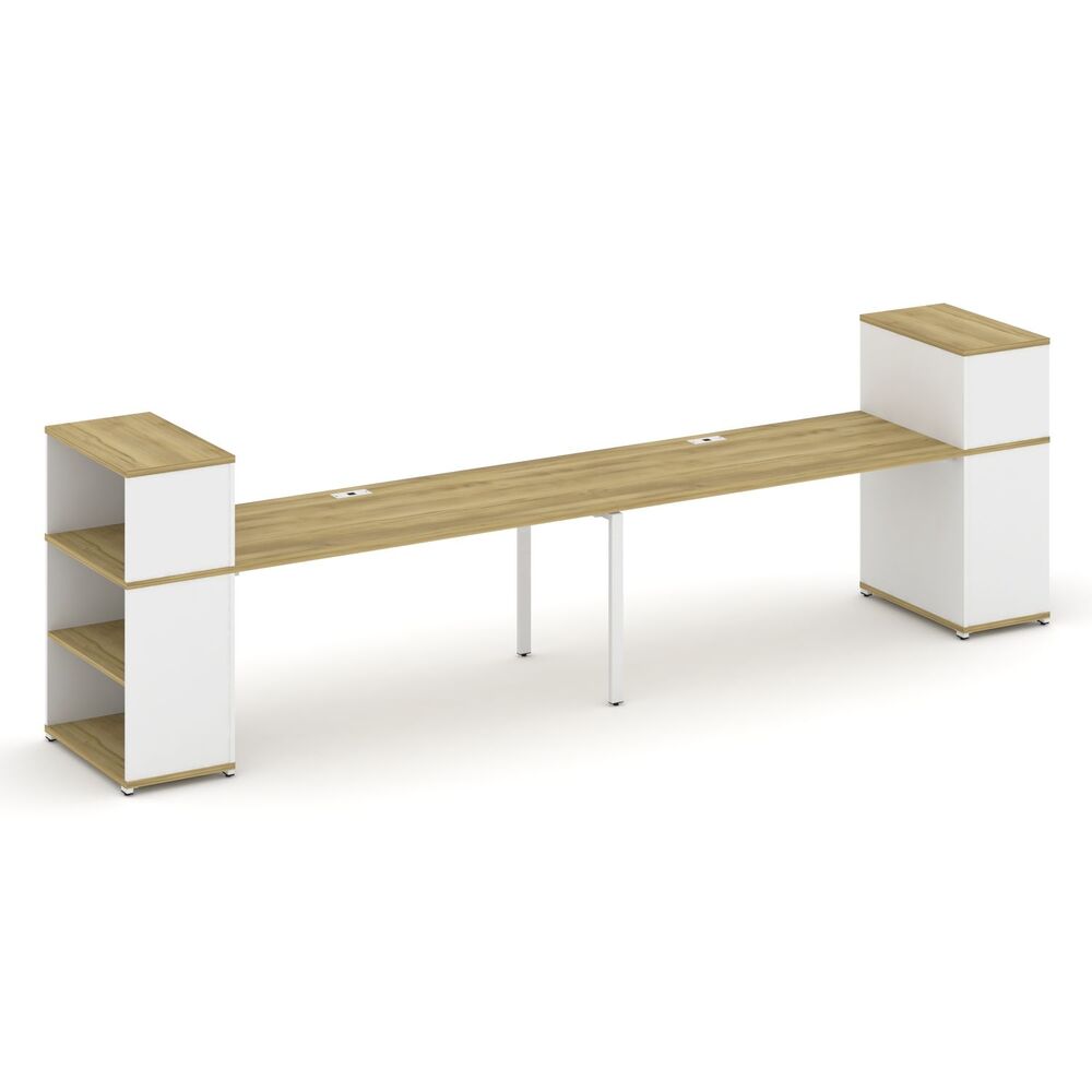 Рабочая станция с опорными стеллажами с надставкой низкой