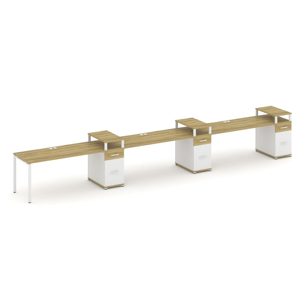 Рабочая станция на 3 места с тремя опорными тумбами