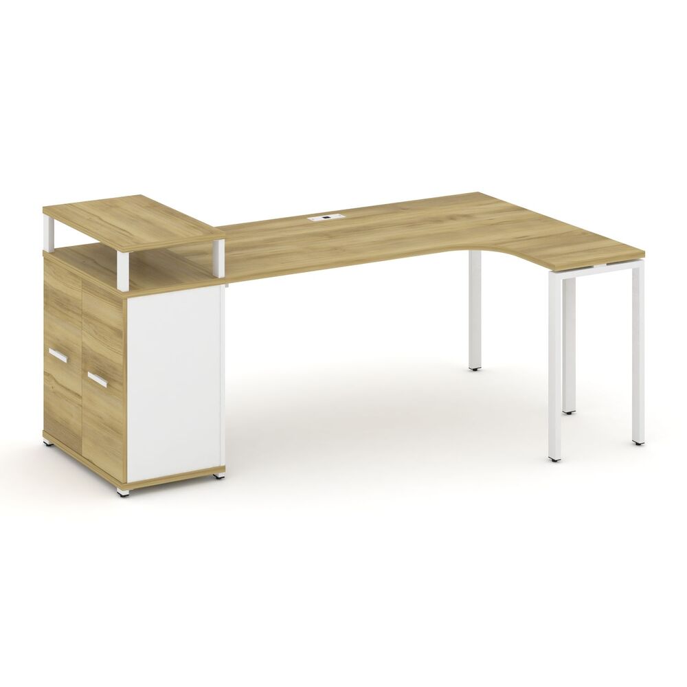 Стол эргономичный с опорным распашным шкафом с верхним горизонтом левый