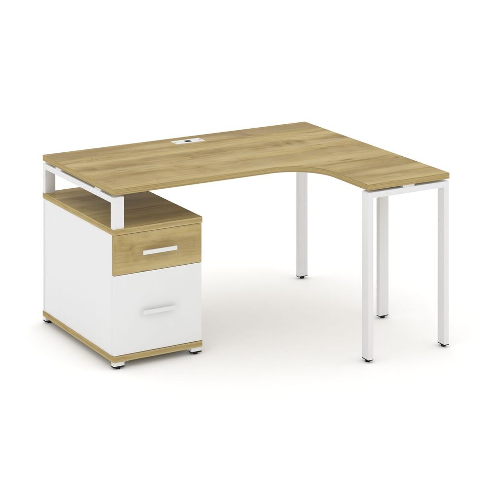 Стол эргономичный правый с опорной тумбой