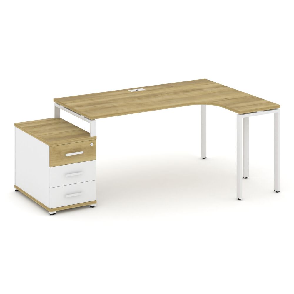 Стол эргономичный правый с опорной тумбой