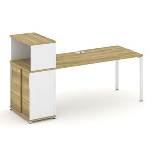 Стол рабочий с опорным шкафом купе с надставкой низкой