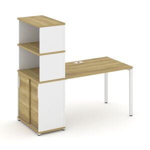 Стол рабочий с опорным шкафом купе с надставкой высокой