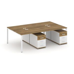 Рабочая станция на 4 места с двумя двухсторонними опорными тумбами