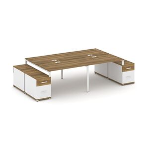 Рабочая станция на 4 места с двумя двухсторонними опорными тумбами